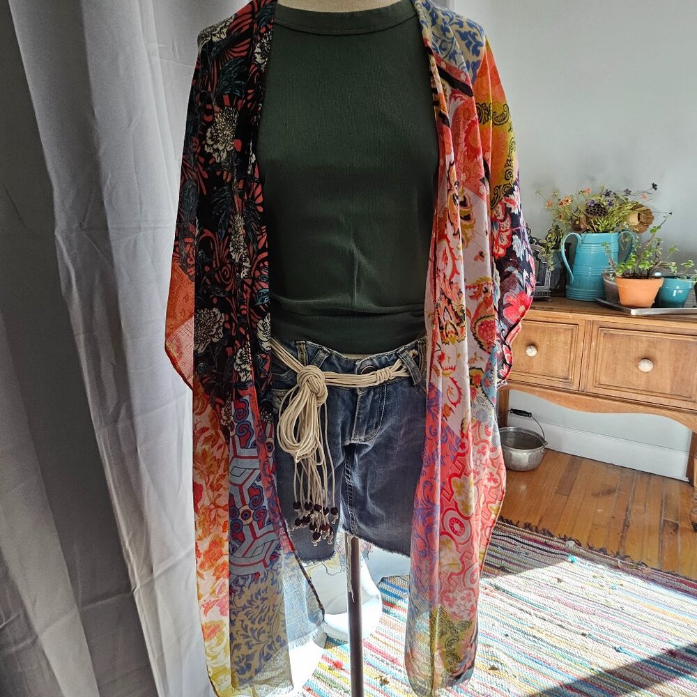 Multi/Patchwork Print Kimono.